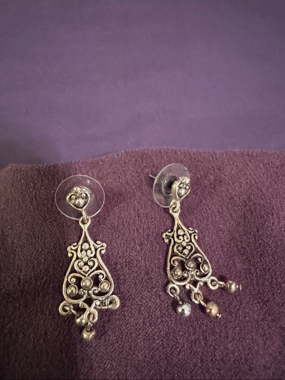 Silver Filigree Dangle Earrings - Classic Vintage Style